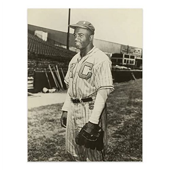 HISTORIX Vintage 1945 Jackie Robinson Poster Photo Print - 18x24 Inch Jackie Robinson in Kansas City Monarchs Uniform Vintage Portrait Photo Wall Art