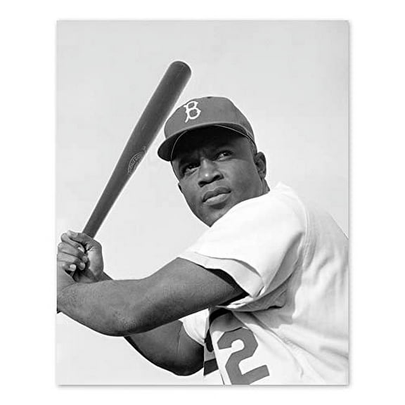 HISTORIX Vintage 1954 Jackie Robinson Baseball Player Photo Print - 8x10 Inch MLB Brooklyn Dodgers Baseball Player Jackie Robinson Print Wall Art