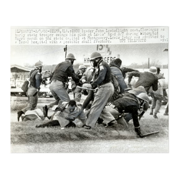 HISTORIX Vintage 1965 John Lewis Poster Photo - Vintage Photo of SNCC Leader John Lewis During Attempted Negro March Wall Art Print