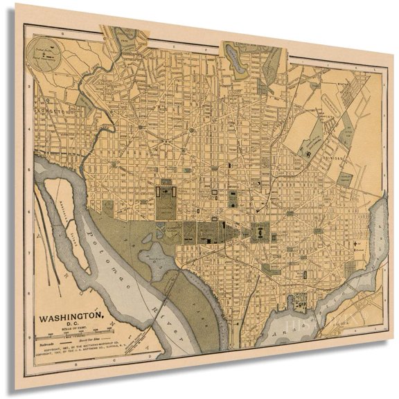 HISTORIX Vintage Map of Washington DC - 18x24 Inch Wall Art - DC Map Print
