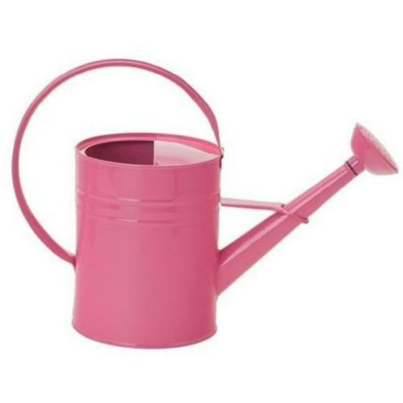 HIT 8582E HPK 1 gal Enameled Galvanized Steel Watering Can with Removable Rosette, Hot Pink
