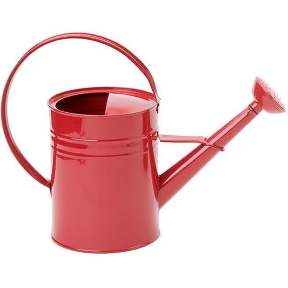 HIT 8582E XR 1 gal Enameled Galvanized Steel Watering Can with Removable Rosette, Red