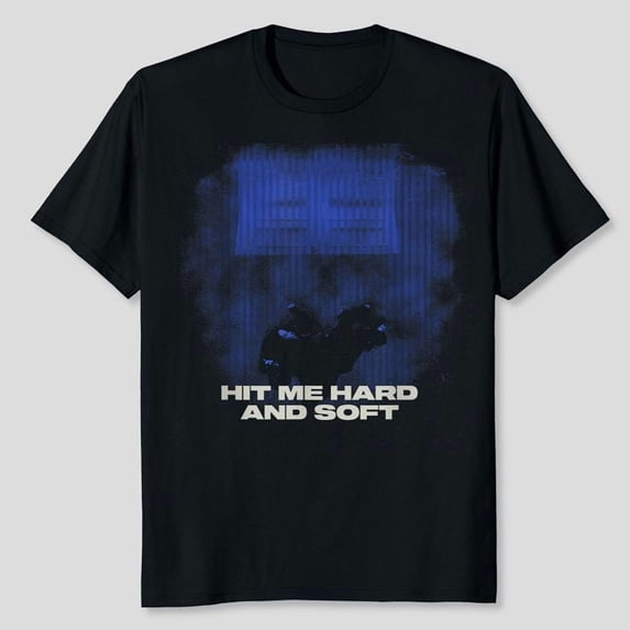 HIT ME HARD AND SOFT Blue Photo T-Shirt, Men's And Women's Graphic Tee 100% Cotton by TBun, Full Sizes S-5XL