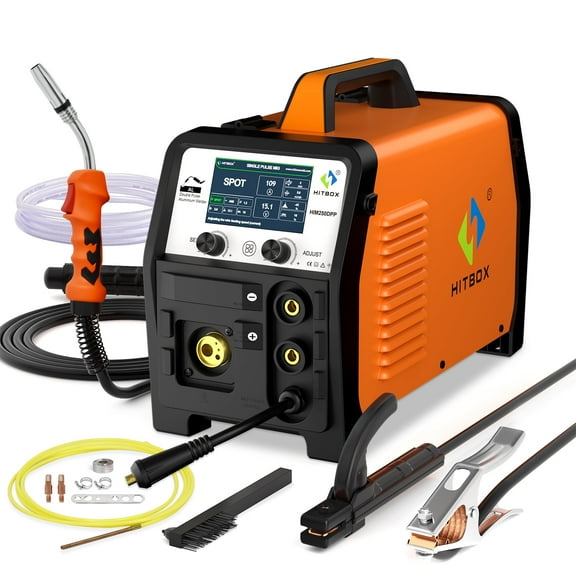 HITBOX Aluminum MIG Welder 110V/220V with Double Pulse, Spool Gun Ready, 200A Inverter Welding Machine