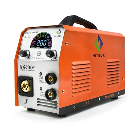 HITBOX MIG-250 DP Aluminum MIG Welder, 200Amp 110V 220V Dual Volt Gas Gasless MIG Welding Machine MIG/Lift TIG/ARC 3 in 1 Welder