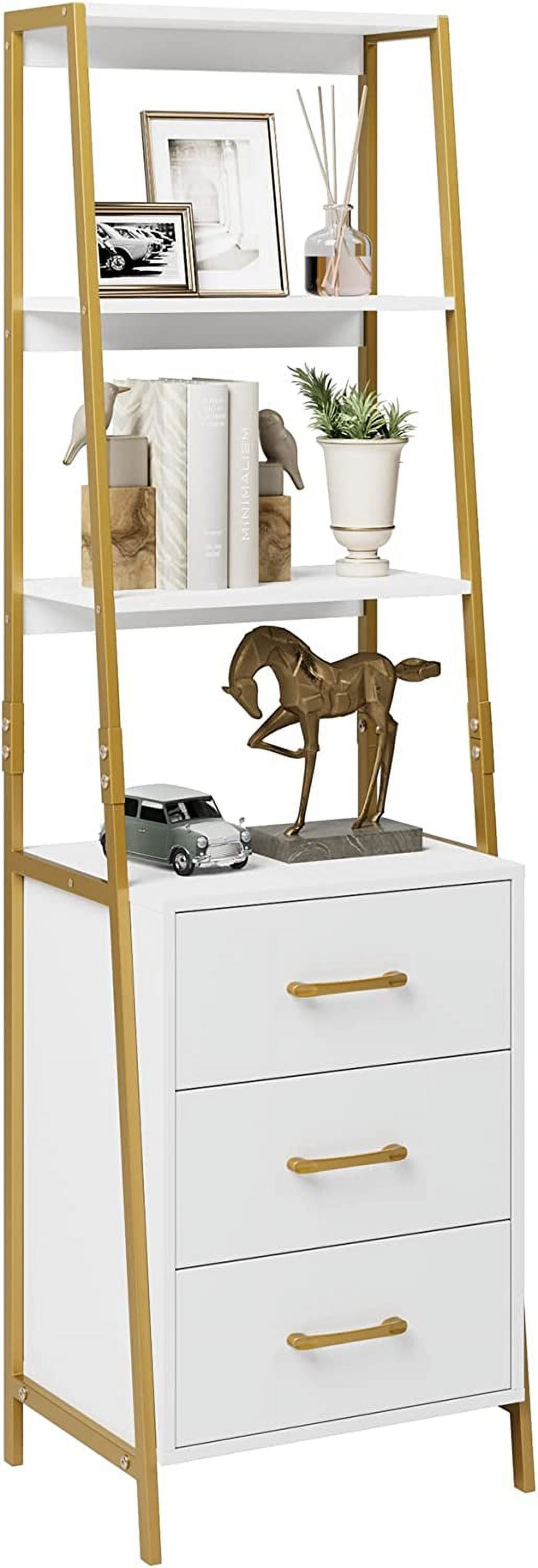 4-Tier Bookshelf, With 3 Wooden Drawers