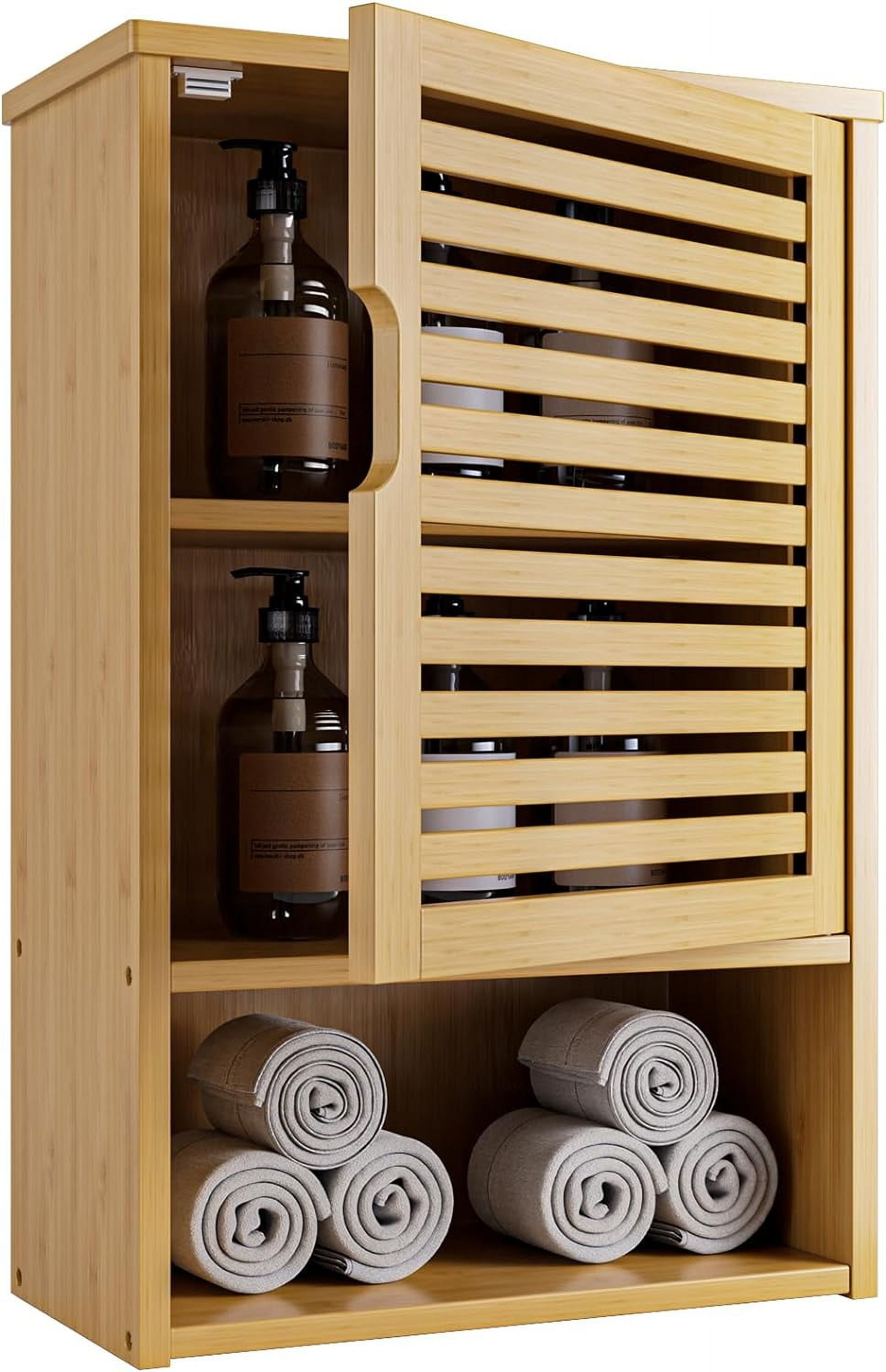 HITNET Bathroom Wall Cabinet, Medicine Cabinet Over The Toilet, Bamboo ...