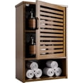 thumbnail image 1 of Medicine Cabinet, Wall Hanging Cabinet with Adjustable Shelf, Bathroom Storage Organizer Over The Toilet with Single Door and Open Bottom Shelf, Walnut, 1 of 14