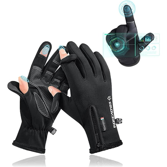 HITNEXT Bicycle Gloves 2-Fingerless Touch Screen Gloves Unisex Black Size: L