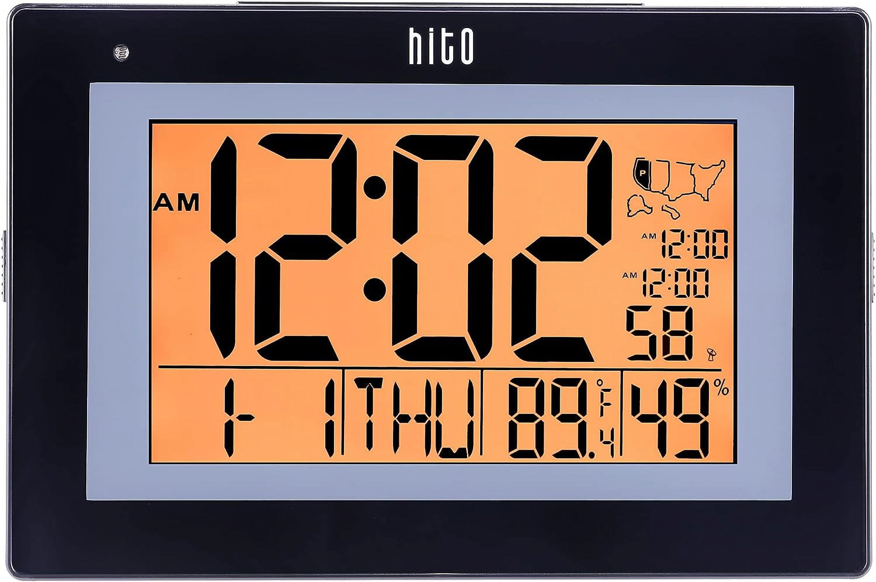 HITO Large Atomic Digital Wall Clock Battery Operated Desk Alarm Clock Smart Night Light