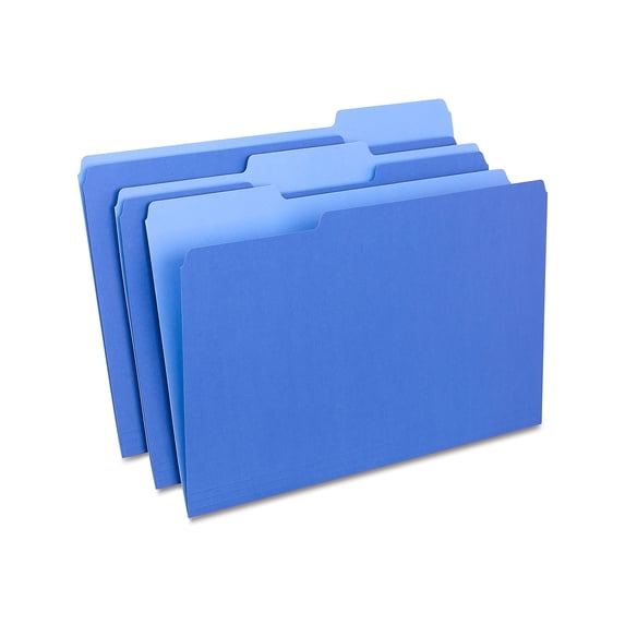 HITOUCH BUSINESS SERVICES File Folders 1/3 Cut Legal Size Blue 100/Box TR224568