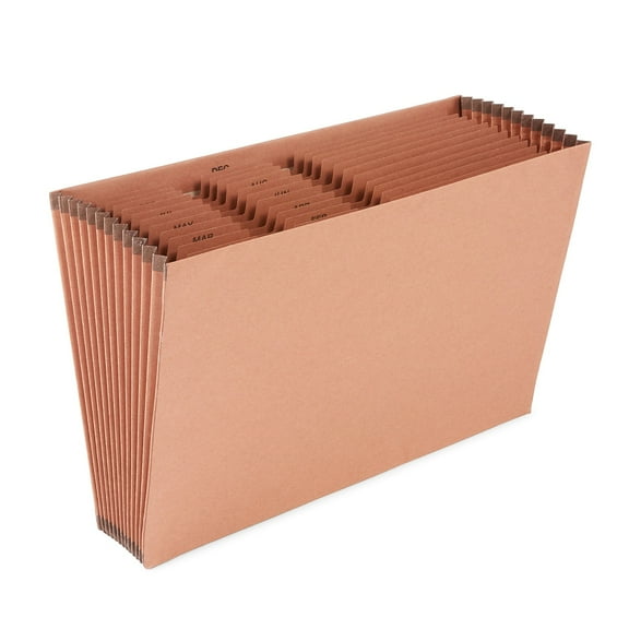 HITOUCH BUSINESS SERVICES Heavy Duty Reinforced Accordion File Monthly Index 12-Pocket Lgl Brown