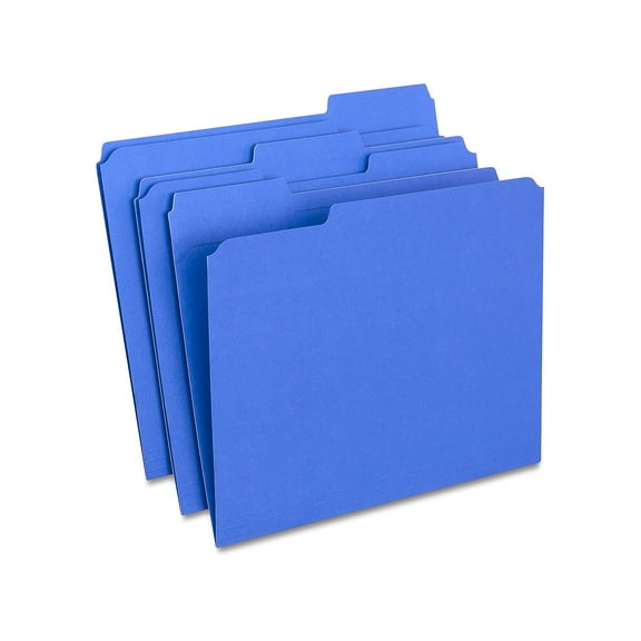 HITOUCH BUSINESS SERVICES Reinforced File Folder 1/3 Cut Letter Size Blue 100/Box TR508911/508911