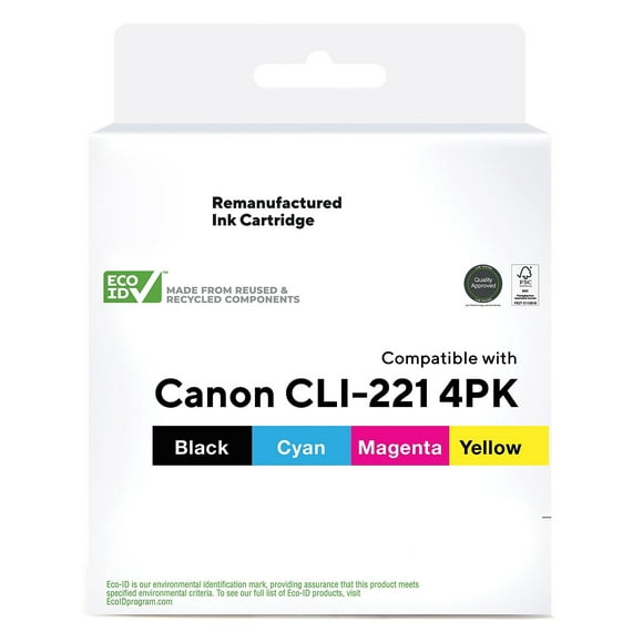 HITOUCH BUSINESS SERVICES Reman Black/C/M/Y Std Yld Ink Cart. Replacement for Canon CLI-221 4/PK