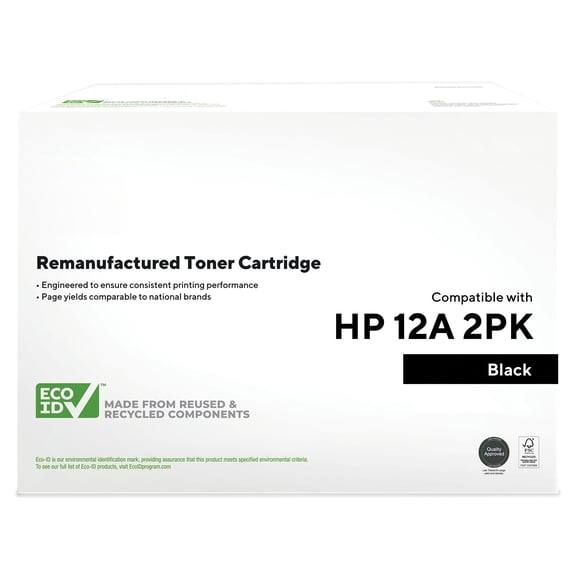 HITOUCH BUSINESS SERVICES Reman Black Std Yield Toner Cartridge Replacement for HP 12A 2/Pack