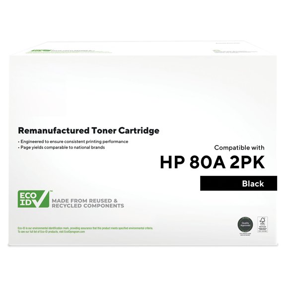 HITOUCH BUSINESS SERVICES Reman Black Std Yield Toner Cartridge Replacement for HP 80A 2/Pack