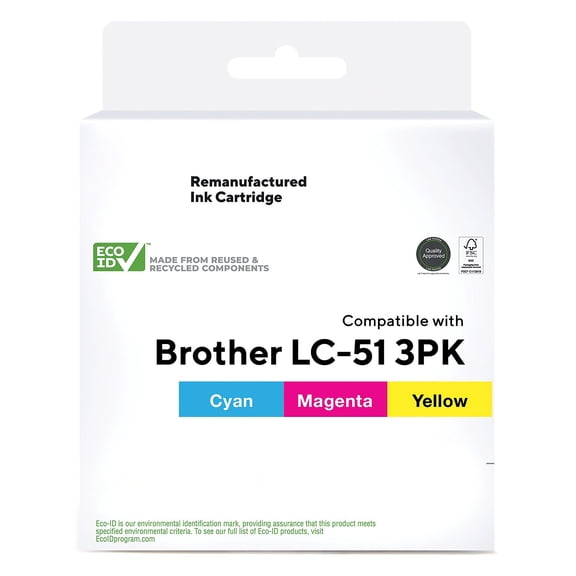 HITOUCH BUSINESS SERVICES Reman C/M/Y Std Yld Ink Cart. Replacement for Brother LC51 3/PK