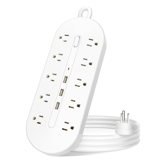 HITRENDS 13-in-1 lightning and fireproof socket board, 10AC port +3USB fast charging, 6.5-foot extension cable, 8-level safety certification