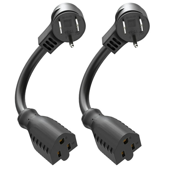 HITRENDS 2 Pack 1ft Extension Cord Flat Plug, UL Listed 125V 10A, 18 AWG Outlet Saver Power Extension Cord