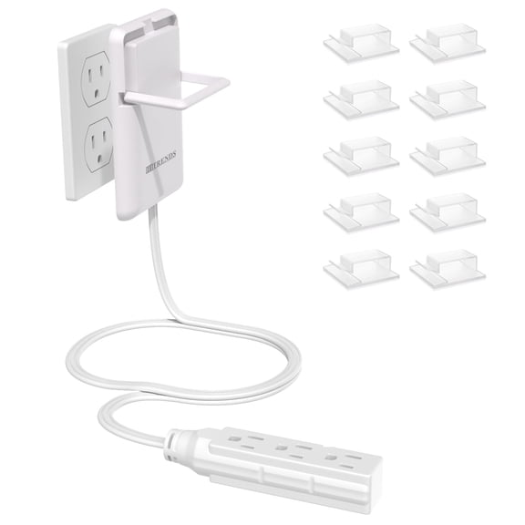 Flat Extension Cord 3ft, HITRENDS Flat Plug Space Saving Power Bar - Ultra-Thin Extension Cord with Slim Wall Plug & Concealed Outlet Cover, 15A/1625W White
