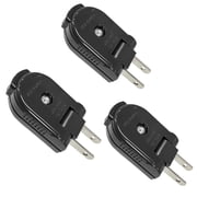 HITRENDS 3PCS 2 Prong Replacement Male Power Plug, 250V/10A Rotatable Extension Cord Plug, Outdoor Heavy Duty Black