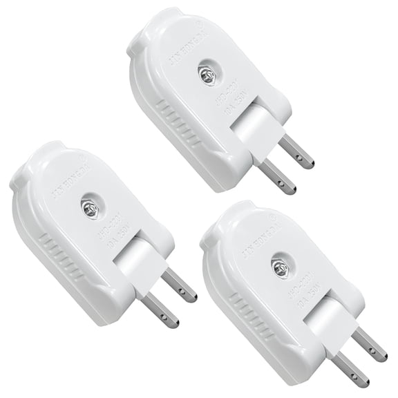 HITRENDS Replacement Plug for Electric Cord, 2 Prong, Non-Grounding, 125V/10A, White, 3-Pack