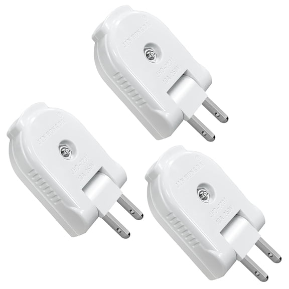 HITRENDS Replacement Plug for Electric Cord, 2 Prong, Non-Grounding, 125V/10A, White, 3-Pack