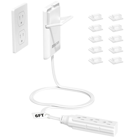HITRENDS Wall Outlet Concealer with 6ft Extension Cord 3 Outlet Extender, Multiple Outlet for Indoor Use