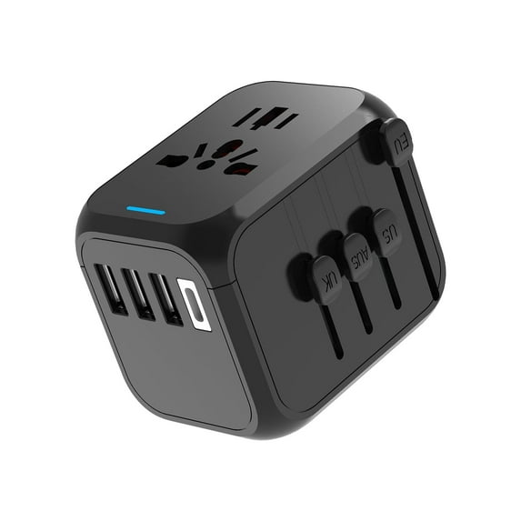 HITRENDS Universal Travel Adapter, European Travel Plug Adapter with Type C for USA EU UK AUS, Black