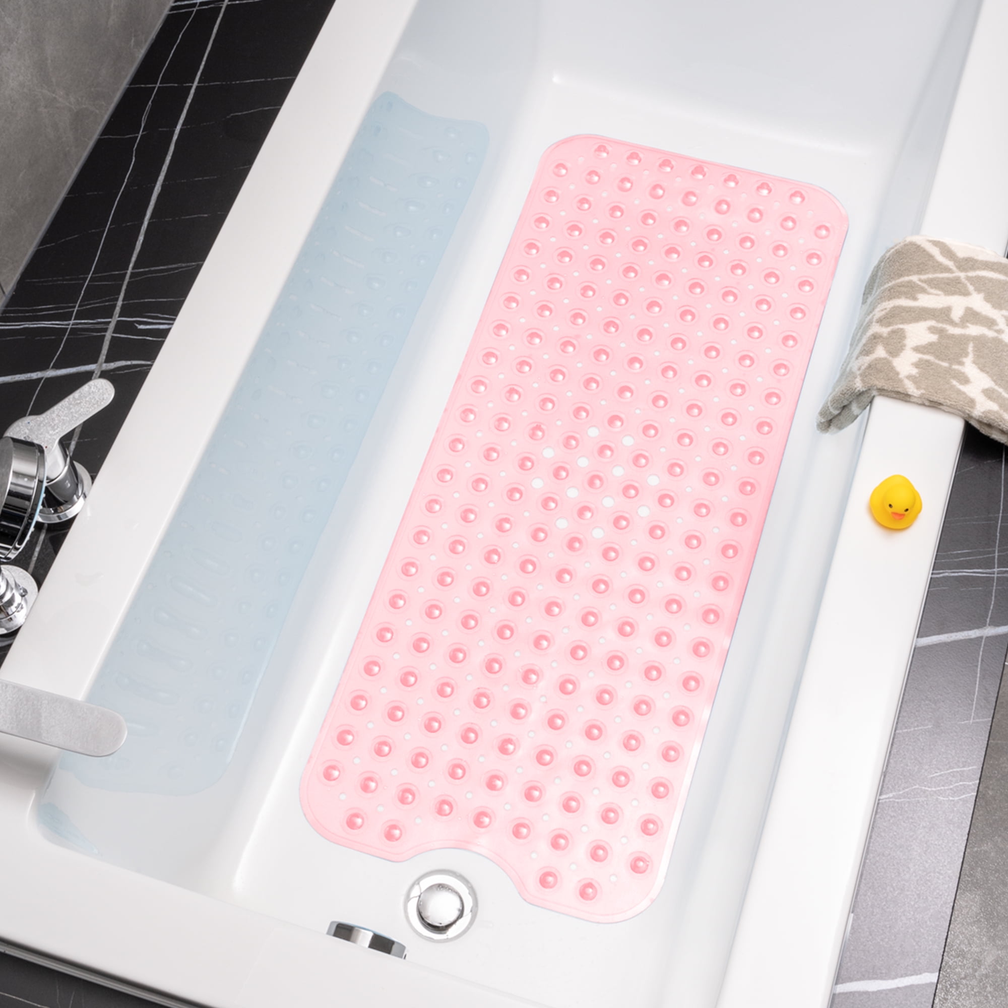 HITSLAM Extra Large Bathtub Mat 40x16 inches, NonSlip, Machine Washable with Drain Holes