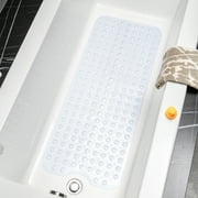 HITSLAM Extra Large Bathtub Mat - 40 x 16 inches Non-Slip Bath Tub Mat with Drain Holes and Suction Cups,Clear