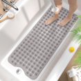 thumbnail image 1 of HITSLAM Extra Long Bathtub Mat-40x16 Non Slip Shower Mat with Drain Holes and Suction Cups,Machine Washable Bath Mat,Clear Gray, 1 of 8