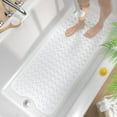 thumbnail image 1 of HITSLAM Extra Long Bathtub Mat-40x16 Non Slip Shower Mat with Drain Holes and Suction Cups,Machine Washable Bath Mat,White, 1 of 8