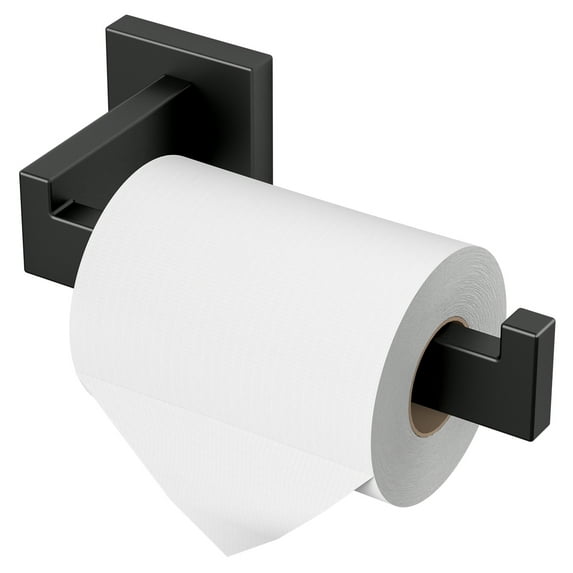 HITSLAM Matte Black Toilet Paper Holder Wall Mount,Premium 304 Stainless Steel Square Toilet Paper Roll Holder for Bathroom Rustproof