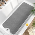 thumbnail image 1 of HITSLAM Non Slip Bathtub Mat 40"x 16",Extra Long Bath Mat for Tub,Soft PVC Loofah Shower Floor Mat with Drain,Quick Drying Bathroom Tub Mat for Wet Area,Without Suction Cup,Gray, 1 of 7