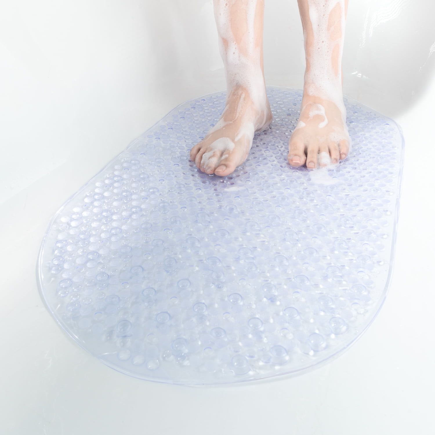 HITSLAM 27x15 Inch Oval Bathtub Mat, Non Slip, Bubble Bath Mat with ...