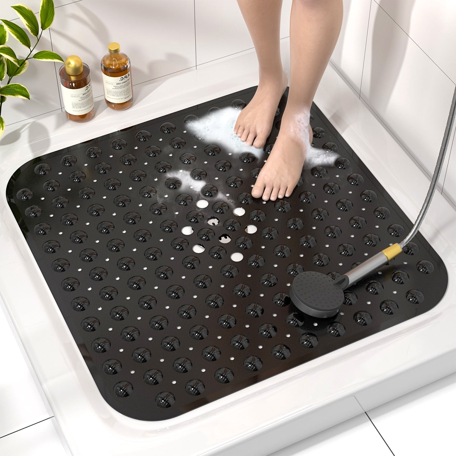 HITSLAM Shower Mat Non Slip,21x21 Bathtub Mat with Suction Cups and ...