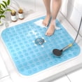 thumbnail image 1 of HITSLAM Shower Mat Non Slip,21x21 Bathtub Mat with Suction Cups and Drain Holes,Machine Washable Bathroom Shower Stall Floor Mat,Soft on Feet,Blue, 1 of 7
