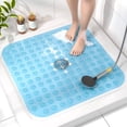 thumbnail image 1 of HITSLAM Shower Mat Non Slip,21x21 Bathtub Mat with Suction Cups and Drain Holes,Machine Washable Bathroom Shower Stall Floor Mat,Soft on Feet,Blue, 1 of 8
