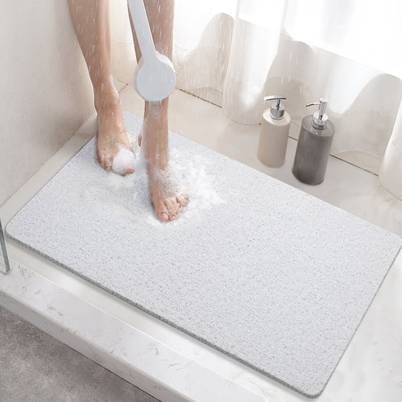 HITSLAM Shower mat Non Slip,24 x 16 Bathtub Mat Non Slip with Drain,Soft PVC Loofah Shower Bath Mat for Tub,Quick Drying Bathroom Shower Mat,White