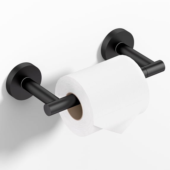 HITSLAM Toilet Paper Holder Wall Mount,Double Post Pivoting Toilet Paper Roll Holder,Matte Black Bathroom Toilet Paper Holder for SUS 304 Stainless Steel