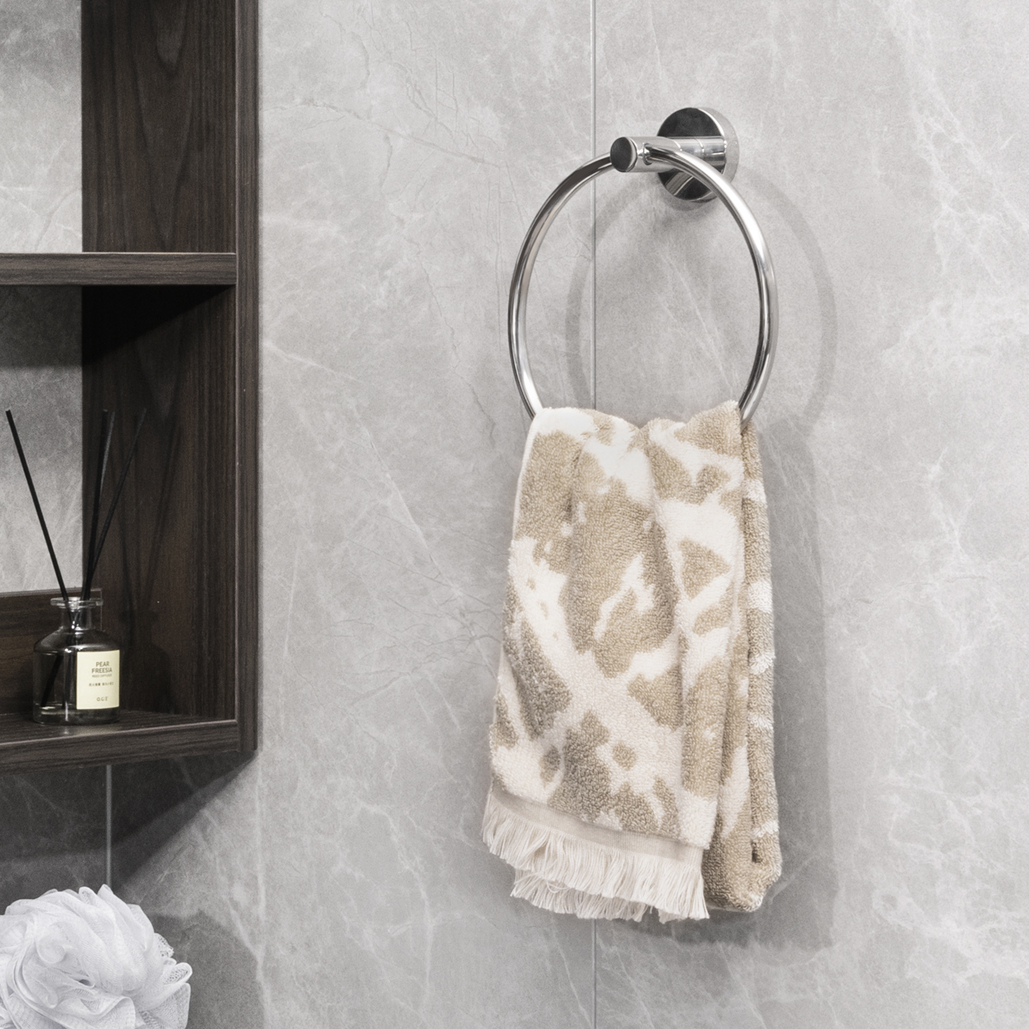 HITSLAM Towel Ring Wall Mount,Chrome Hand Towel Holder for Bathroom, Stainless Steel Modern