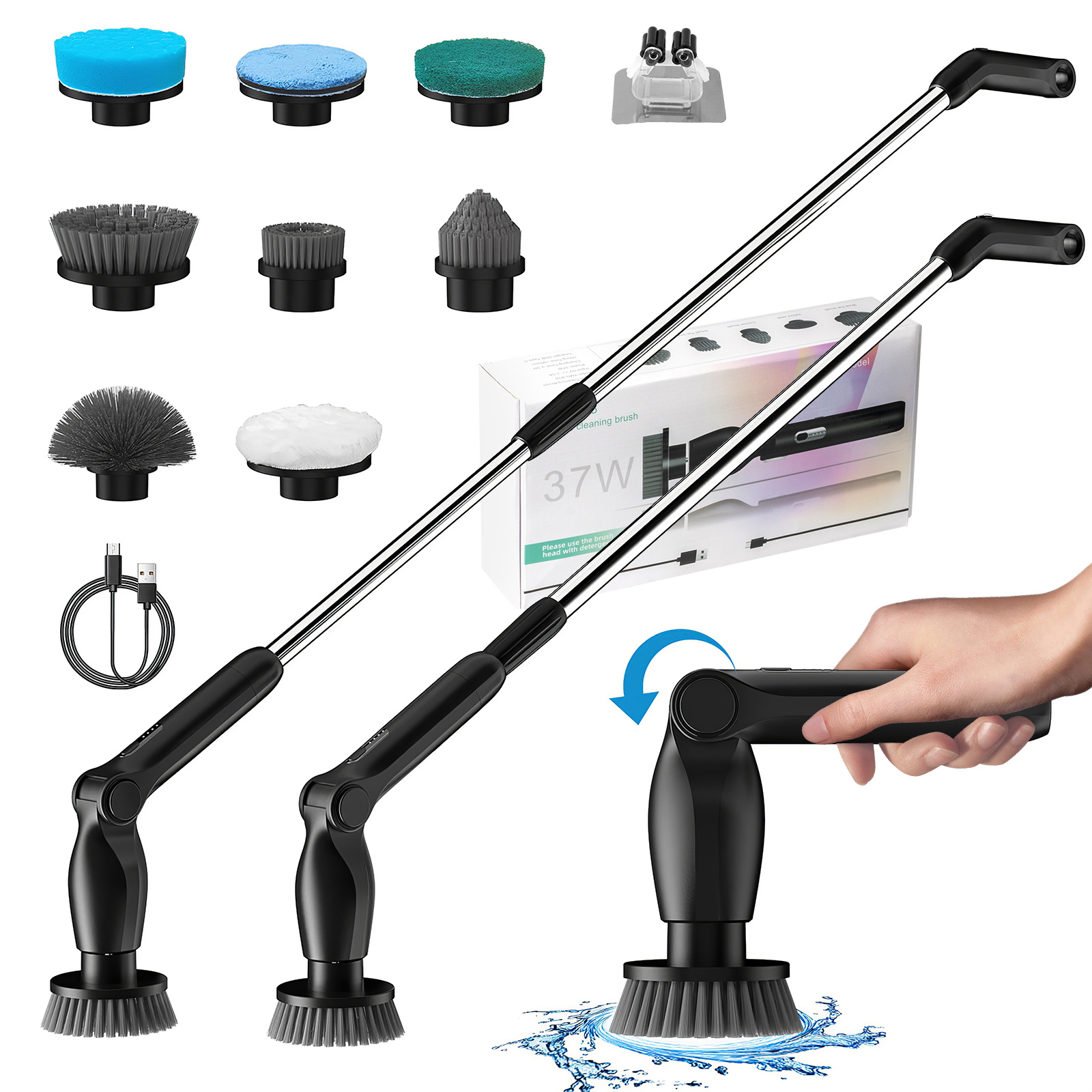 Roofei Scrub Brush Electric Scrubber, Cordless Shower Scrubber and Handheld Power Scrubber with
