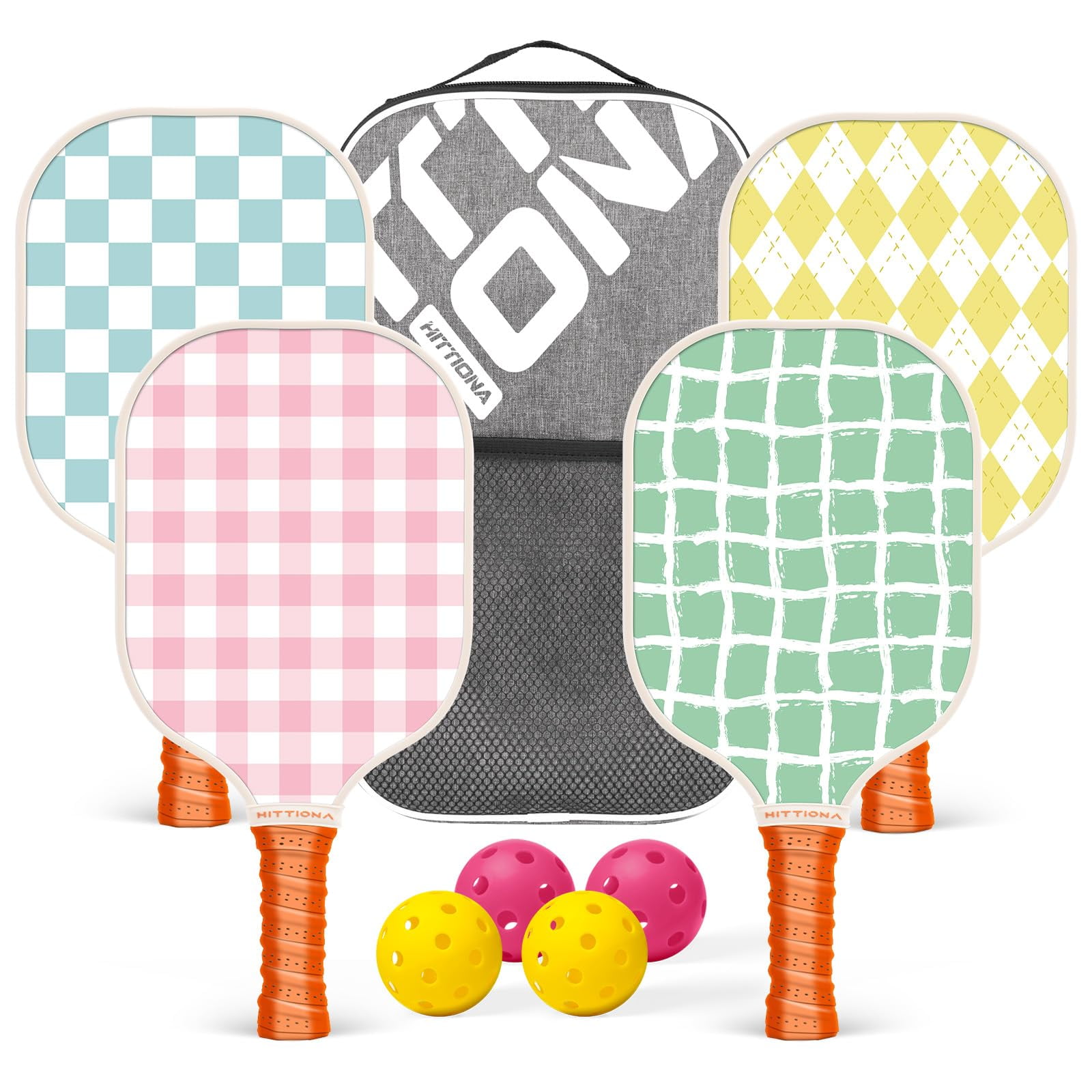 Lot De 2 Raquettes De Pickleball En Fibre De Carbone (4 Raquettes Au Total) | Approuvé USAPA, Avec Balles Et Sac