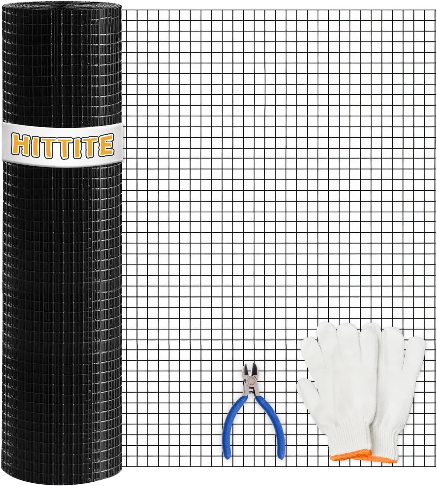 HITTITE Hardware Cloth 1/2 inch 36 x 50 ft, 19 Gauge Black PVC Coated