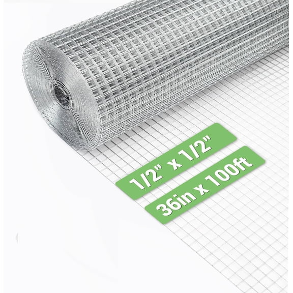 HITTITE Hardware Cloth 1/2 inch 36in x 100 ft, Hot-dip Galvanized After Welding Chicken Wire Mesh, 19 Gauge Welded Chicken Wire Fencing for Chicken Coop and Home Improvement Projects