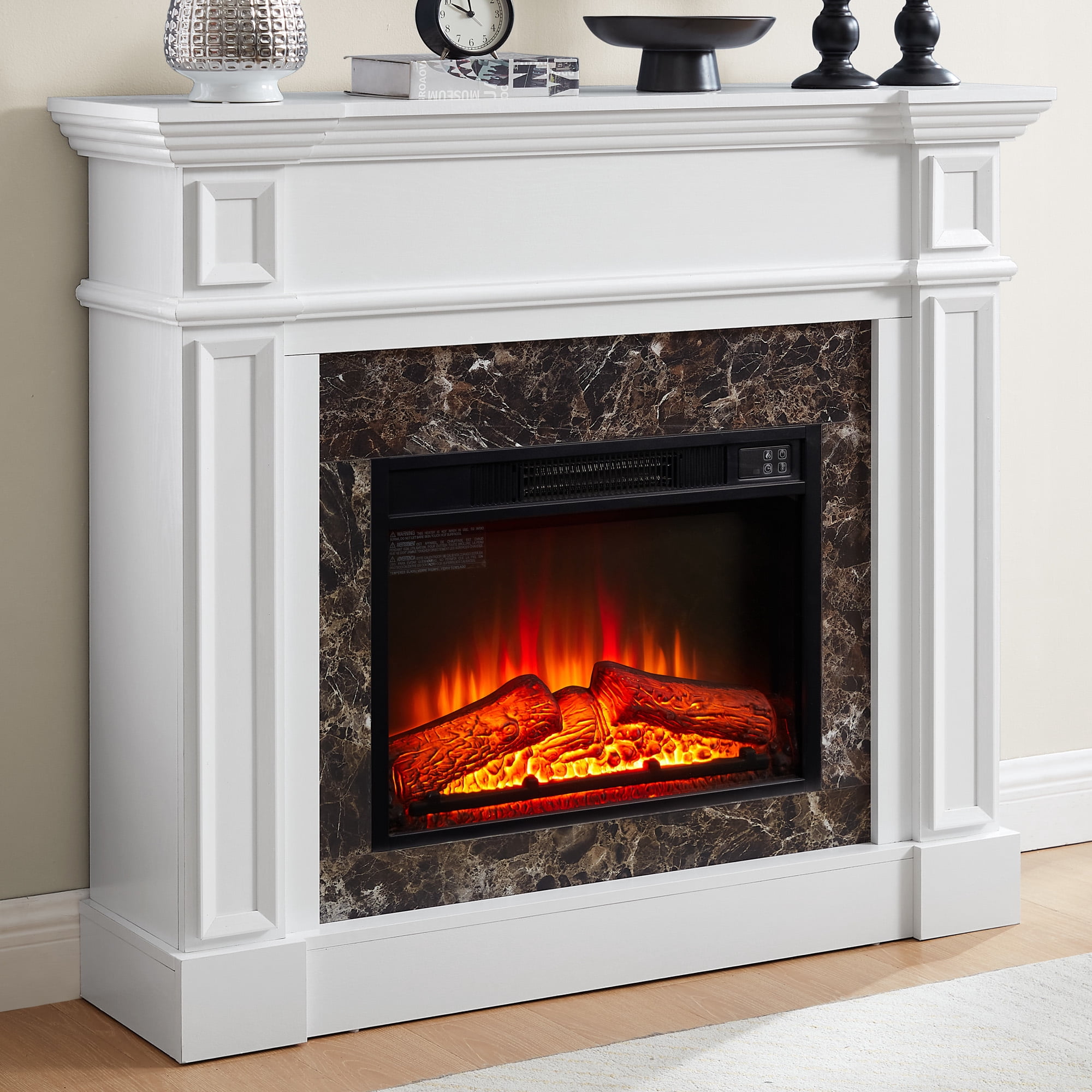 HIUU 45"Electric Fireplace with Mantel White,Mantel with Electric — free download