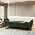 thumbnail image 1 of HIUU 67.9” End of Bed Storage Bench King Size,Green Velvet Ottoman Bench for Bedroom & Entryway,Soft Ottoman Seat with Hidden Storage Compartment, 1 of 9