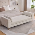 thumbnail image 1 of HIUU 83"End of Bed Bench King Size Beige, Bench for Bedroom End of Bed Sofa Sleeper,Chenille Chaise Lounge with Armrests, Upholstered Bench for Living Room, 1 of 8
