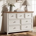 thumbnail image 1 of HIUU Beige Vintage Dresser with 7 Drawers for Bedroom - Storage Closet & Wooden Chest of Drawers, 1 of 6